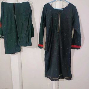 Cotton Black Kurta Palazzo Set