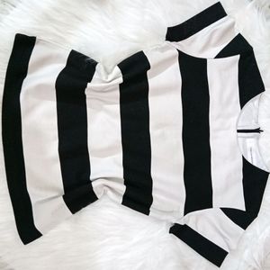 IMPORTED (Japanese) black&white striped knit top
