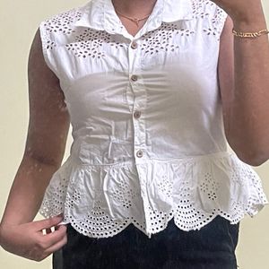 Cute White Crop Shirt