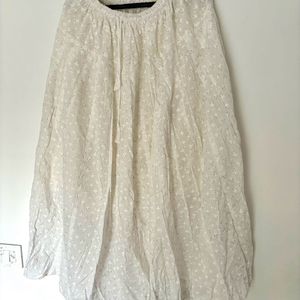 White Cotton Long Ethinic Skirt