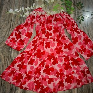 Beautiful Floral Designer Red Dress❤️👗