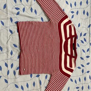 Red Lining Knitting Crop Top/ Sweater