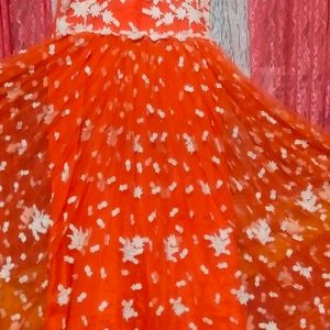 Festive Seasion Offer  Fancy  orange net gown