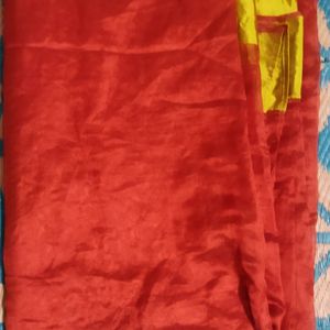 Red Saree With Golden Border