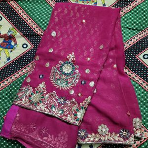 30₹ Off- Rani Pink Saree Without Blouse