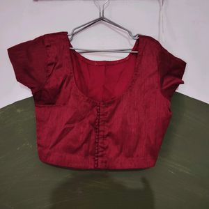 Maroon Blouse With One Side Beads Work