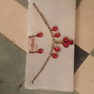 Pink Diamond Necklace With Earrings