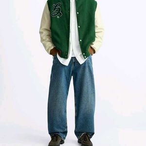 ZARA GREEN WOOL VARSITY JACKET