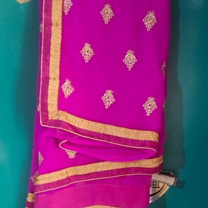 💗Saree With Stitched Blouse Pink