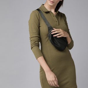 Women Olive Green Tshirt Dress