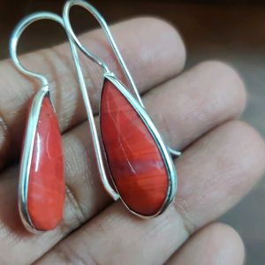 Coral Colored Brass Earrings With 925 Plating