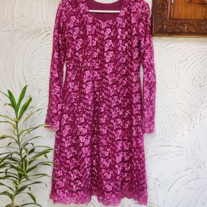 Magenta Shade Beautiful Flared Kurta