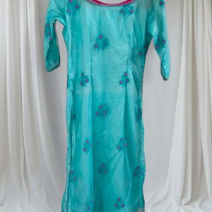 Festive Turquoise Custom-made Kurta