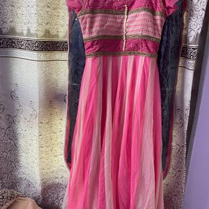 Pink & Cream Anarkali Salwar