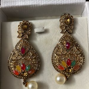 Golden Earnings With Pearl Drop