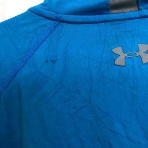 Under Armour Heat Gear Loose  Zip Blue T Shirt