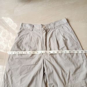 Beige Short Cotton Pants