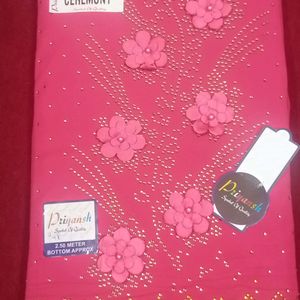 Magenta Colour Suit Material With Embroidery Work In Dupatta