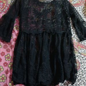 Designer Black Net Top