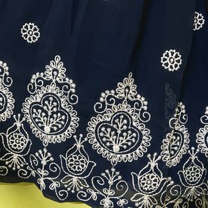 Navy Blue Chikankari Long Kurti