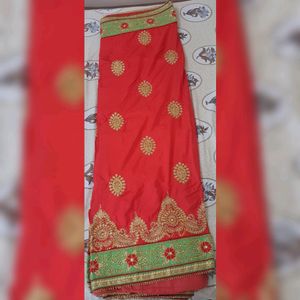 Green And Red Color Saree