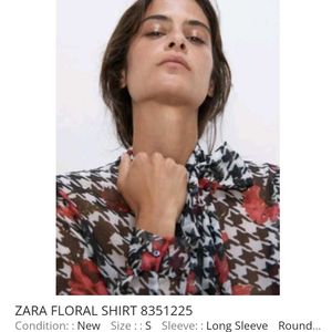 Zara Floral Houndstooth Shirt