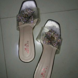 Transparent Strap With Beautiful Flower Heels