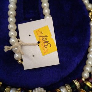 Artificial Pearl Necklace & Earrings Set