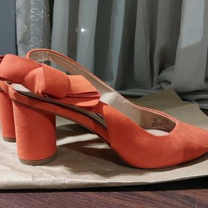 Orange Suede Slingback Heels