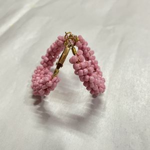 Pink Beads Hoop Earrings