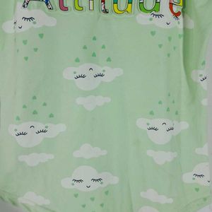 Green Printed Top For Girl's