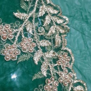 New Darkgreen Cutwork  Net Duppata