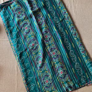 Green Bandhani Saree With Stitched Blouse