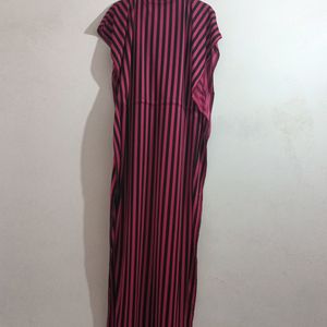 Pink And Black Kaftaan Nighty For Women