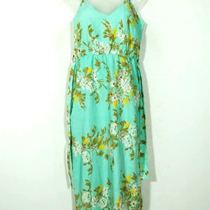 Sirikit Pastel Green Floral Printed Dress (Women)