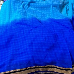 Blue And Cyan Color Saree With Embroidery