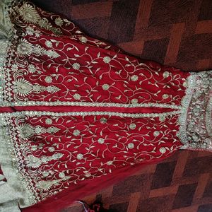 Very Beautiful Red Net Gown Heavy Embroidery