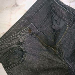 High Waist Grey Straight Jeans