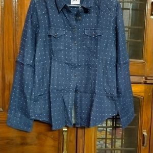 DNMX Blue Shirt With White Polka Dots