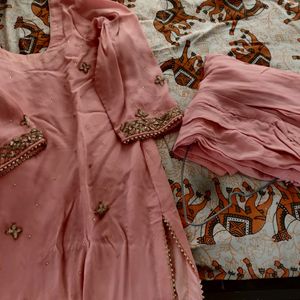 Pink Colour Pant Suit Xxl With Heavy Dupatta