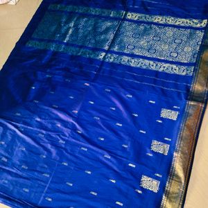 Blue colour pure Kanchi pattu saree