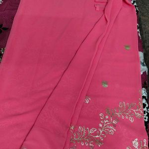 Baby Pink Embellished Sarees Without Blouse