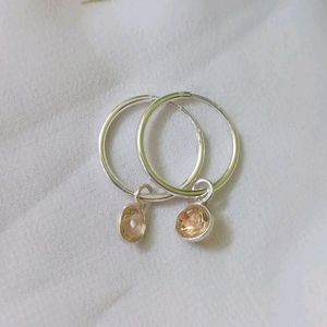 Pure Silver With Citrine Hoop