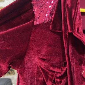 Maroon Velvet Party Wear New Dress With Bag