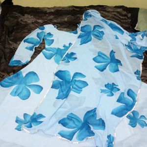 Fixed Price New/Unused Blue Gown With Dupatta