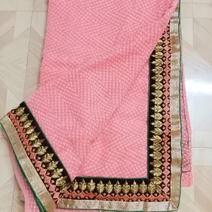 Skin Colour Bordered Saree