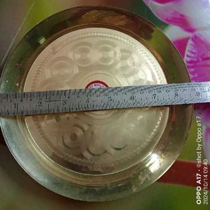 Brass Pooja Thali With Glass And Bowl