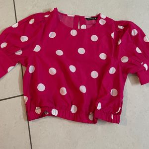 dressberry women pretty pink polka dotted top