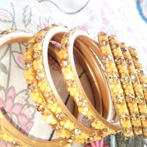 Golden&Small Yellow Flower Bangles