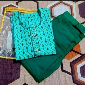 Green Cotton Suit Set 💚